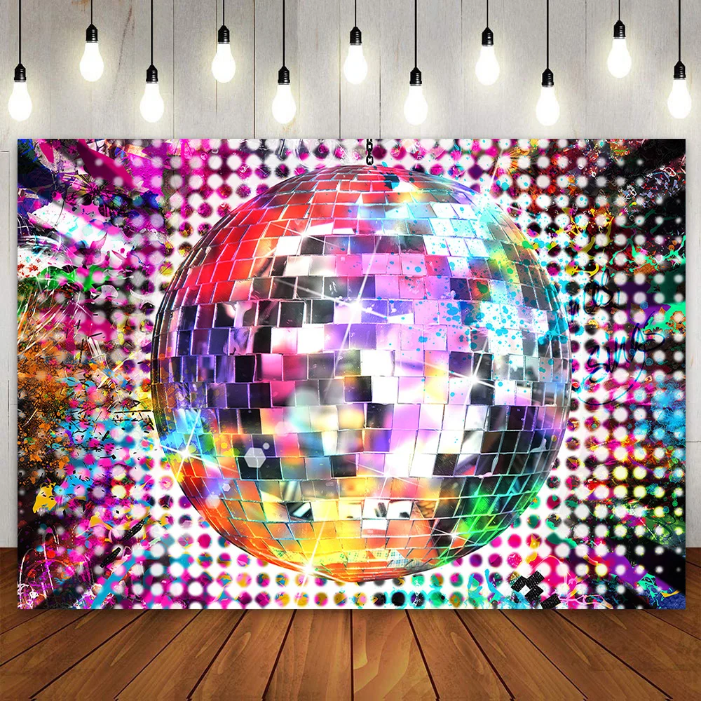 

Disco Ball Grunge Backdrop Photography Background Music Birthday Party Decoration Banner Poster Bar Pub Club for Girls Women