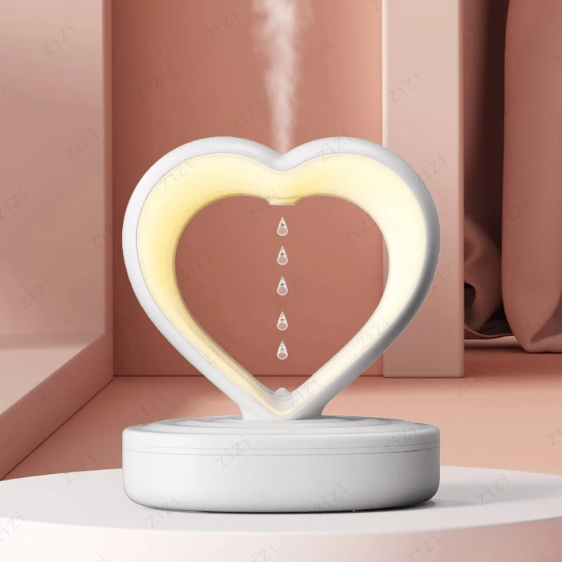 

Heart Shaped Anti Gravity Water Droplet Backflow Humidifier Pink Heart-shaped USB Home Office Large Capacity Humidifier