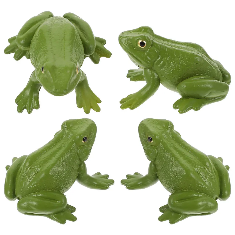 

4Pcs Frogs Large Green Simulation Decoration Indoor Outdoor Desktop Garden Plastic Frog Figures Micro Frogs for