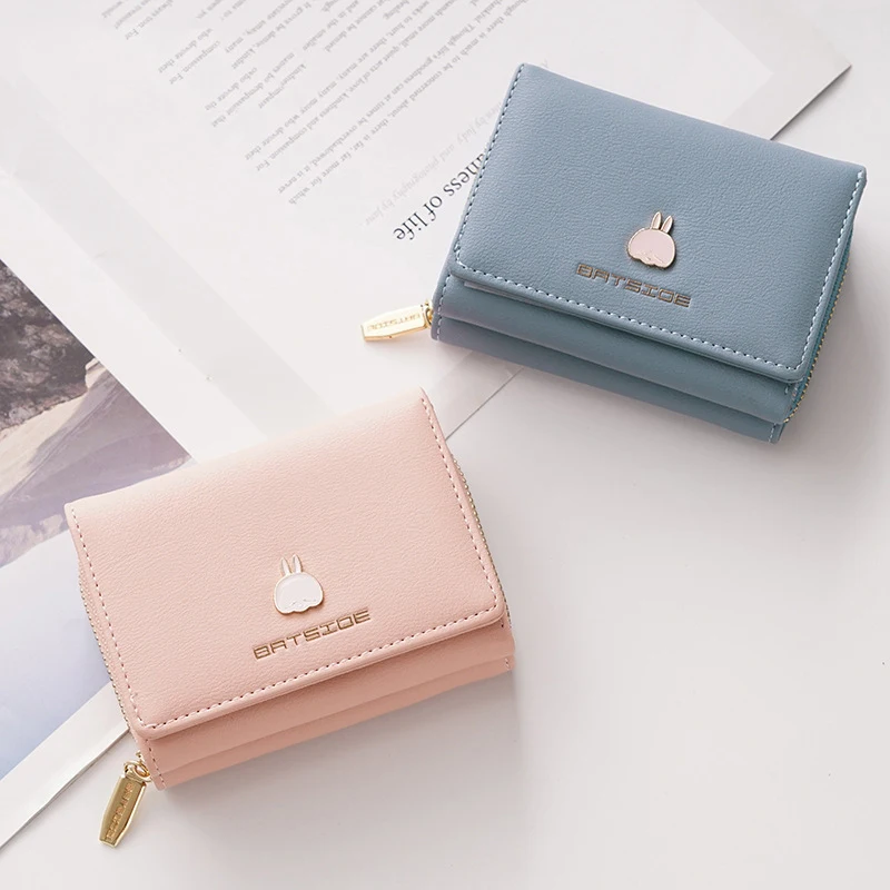 

2022 Fashion Cartoon Square Zipper Hasp PU Wallets for Women Cute Purse High Quality Simple Card Holder Carteras Para Mujer