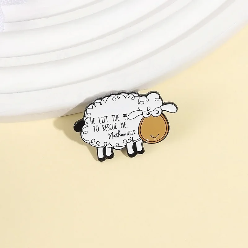 لطيف الأبيض الحيوان الأغنام بروش دبابيس يقتبس انه ترك 99 لإنقاذني المينا سبيكة معدنية التلبيب دبوس مجوهرات الإكسسوارات هدية الدعائم #4