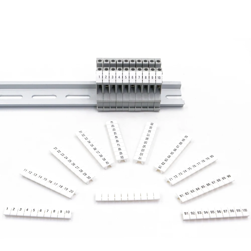 100Pcs DIN Rail Terminal Marker Strip Labels ZB Series, Clear Wire Identification for Series Blocks, Durable Plastic Electrical