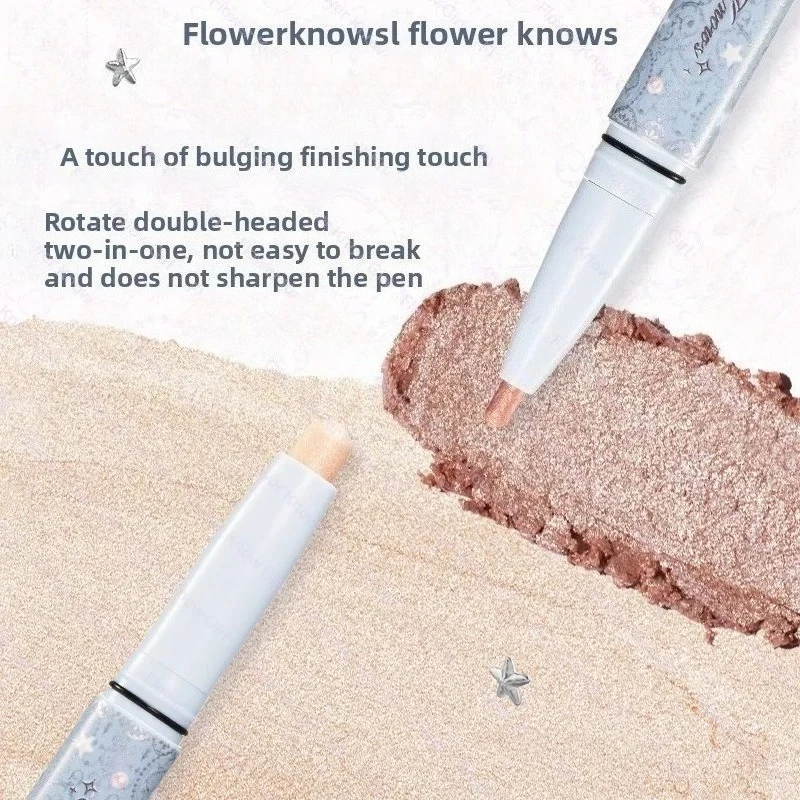 Flower Knows Shell Pearl Series Double-Head Eyebrow Eyeliner Pencil Pearlescent Diamond Long-Lasting Smooth High Gloss