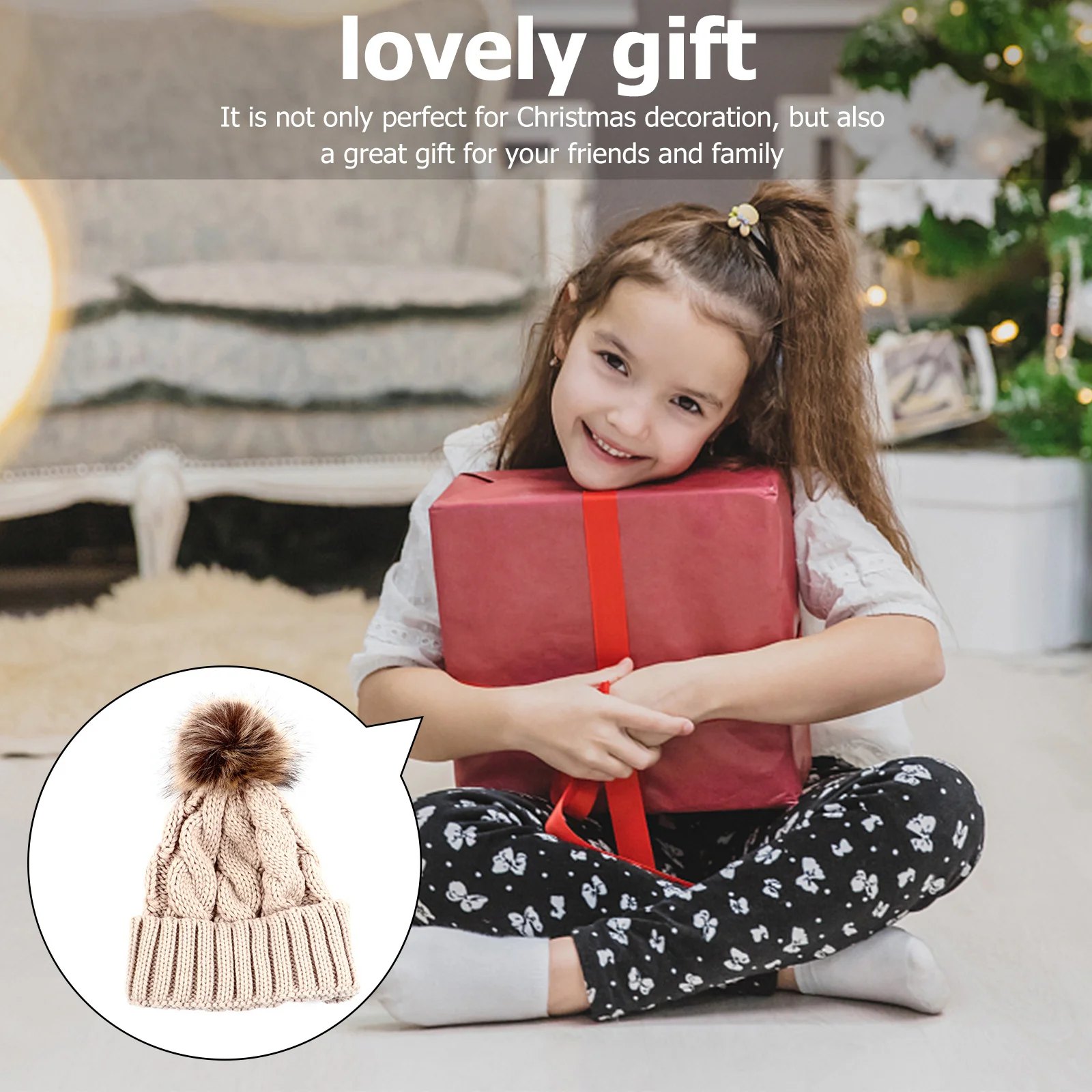 

1pc Women'S Knitted Woolen Hat Horsetail Design Warm Winter Female Headwear Fashionable Ear Cover Cap For Outdoor Use