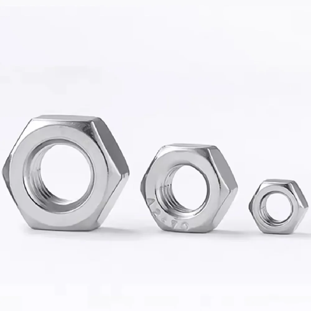 M4 M5 M6 M8 M10 M12 M14 M16 M18 M20 M24 304 Baja Tahan Karat Benang Halus Mur Hex Aksesori Perangkat Keras Mur Pengunci Segi Enam