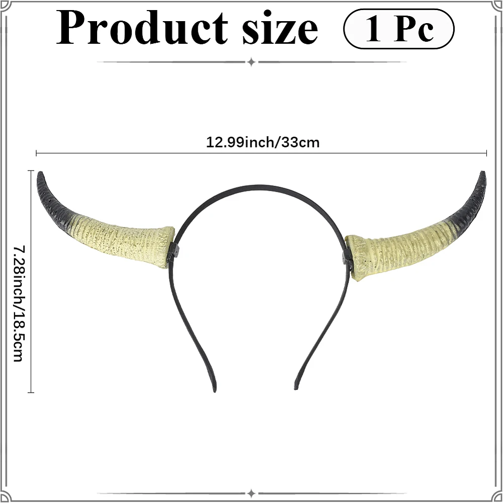 Gold Black Horn Headpiece Gothic Devil Hairband Renaissance Leather Demon Ox Horns Headdress Costmue Accessories Headband