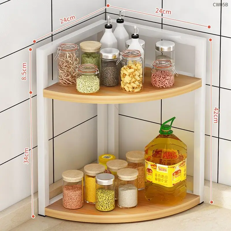 Kitchen Corner Storage Rack Table Top Triangle Shelf Household Seasoning Bottle Storage Holder Oil Salt Vinegar Storage Rack