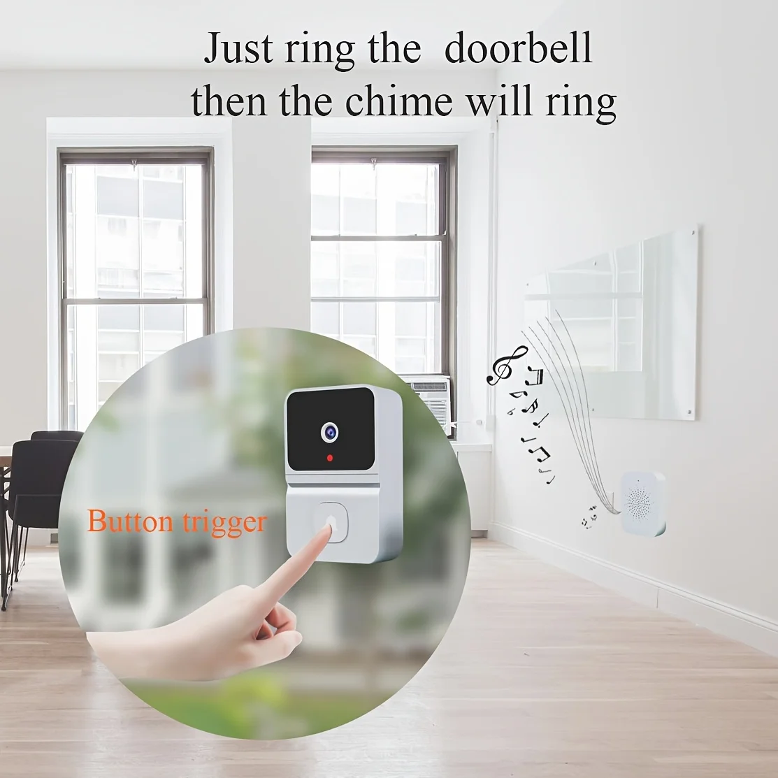 WiFi Video Doorbell 1080P HD Visual Wireless Smart Security Doorbell Camera IR Night Vision 2-Way Audio Real-Time Monitoring