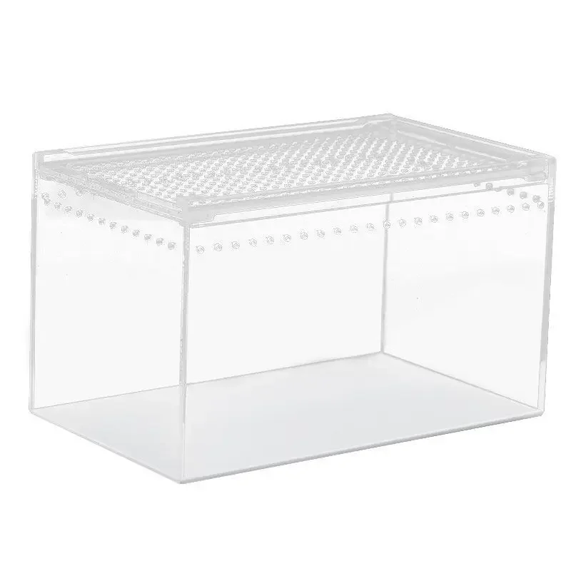 Transparent acrylic climbing pet box, PC feeding box, push-pull strong magnetic and breathable feeding box