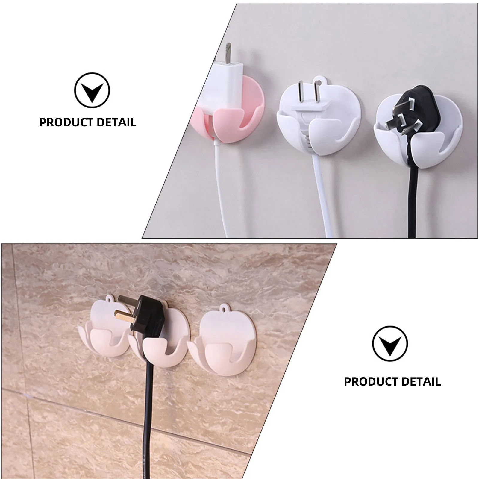 

6pcs Hooks for Power Plug Toothbrush ABS Waterproof Sticky Holders No Drilling Bathroom Wire ganizer for Kitchen