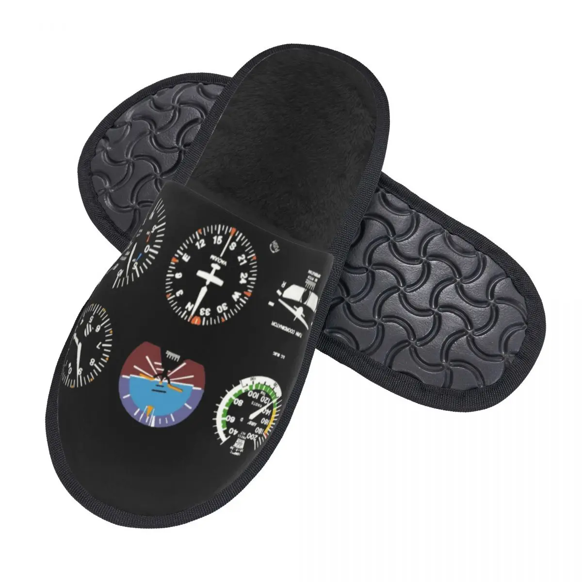 Custom Cockpit Six Dials Flight Simulator Pilot Memory Foam House Slippers Women Airplane Aircraft Comfy Warm Anti-Skid Slipper