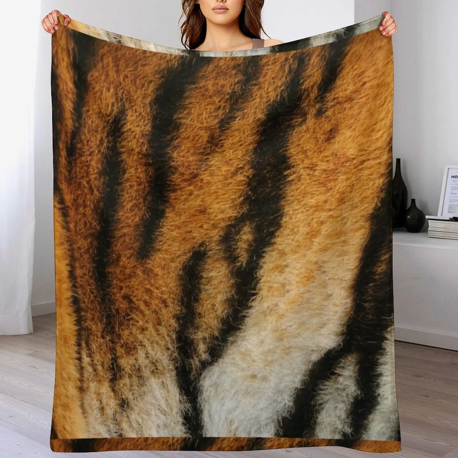 New Tiger skin | Black Orange Tiger Textured | black wave fur Throw Blanket sofa bed Sofa Throw Blankets