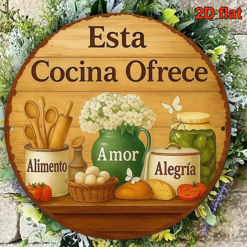 2D Flat, 1pc Vintage French Spanish Kitchen Sign 