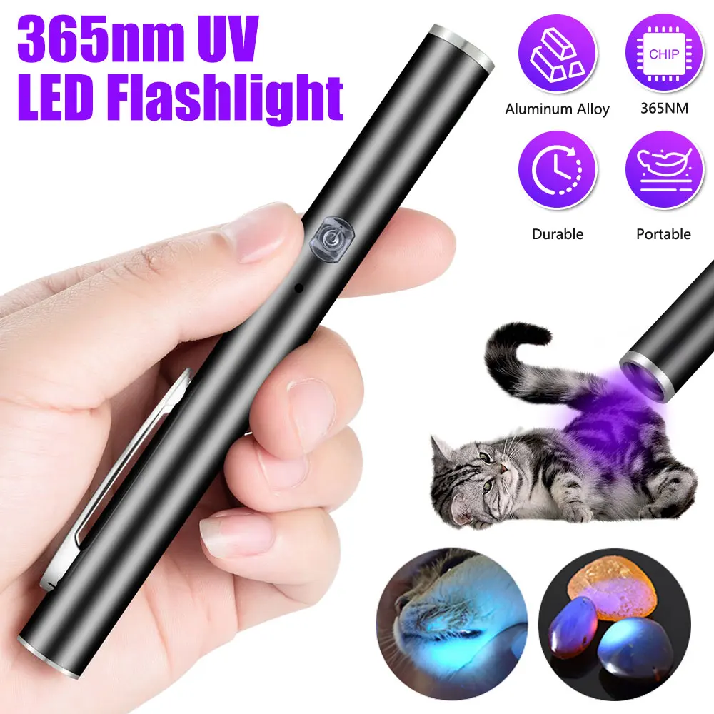 

E5 LED UV Light 365 Veterinary Wood Lamp Pet Dog Cat Fungus Urine Stains Detection USB Rechargeable Flashlight Nail Lamp Torch