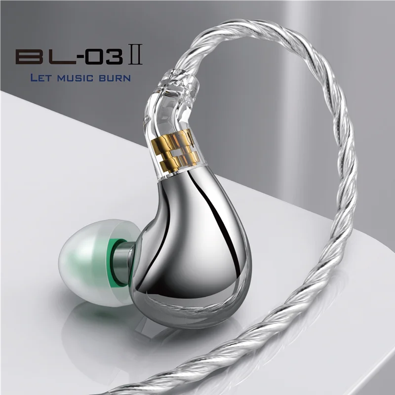 BLON BL03 II In-ear HIFI Earphones Monitor Wired Earphones Upgraded 10mm Dual-Cavity DD Running with 2PIN Detachable Cable MIC