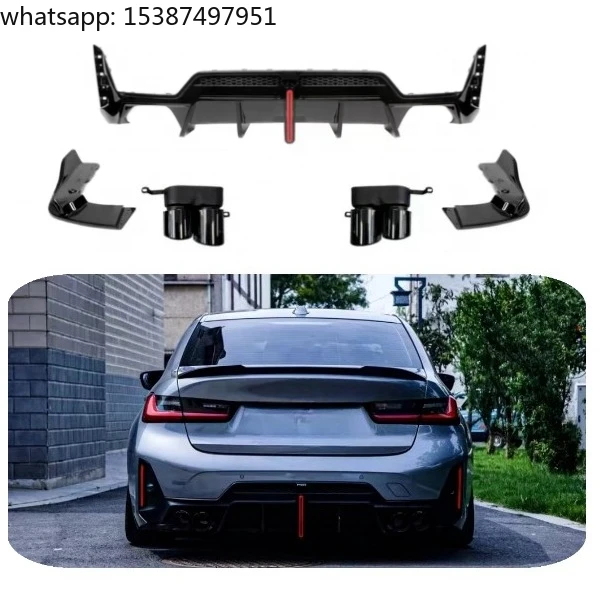 For Upgrade LED Brake Light Rear Bumper Diffuser Exhaust for BMW G20 LCI G28 2023+ 330i M340i Body Kit Car Accessory CS