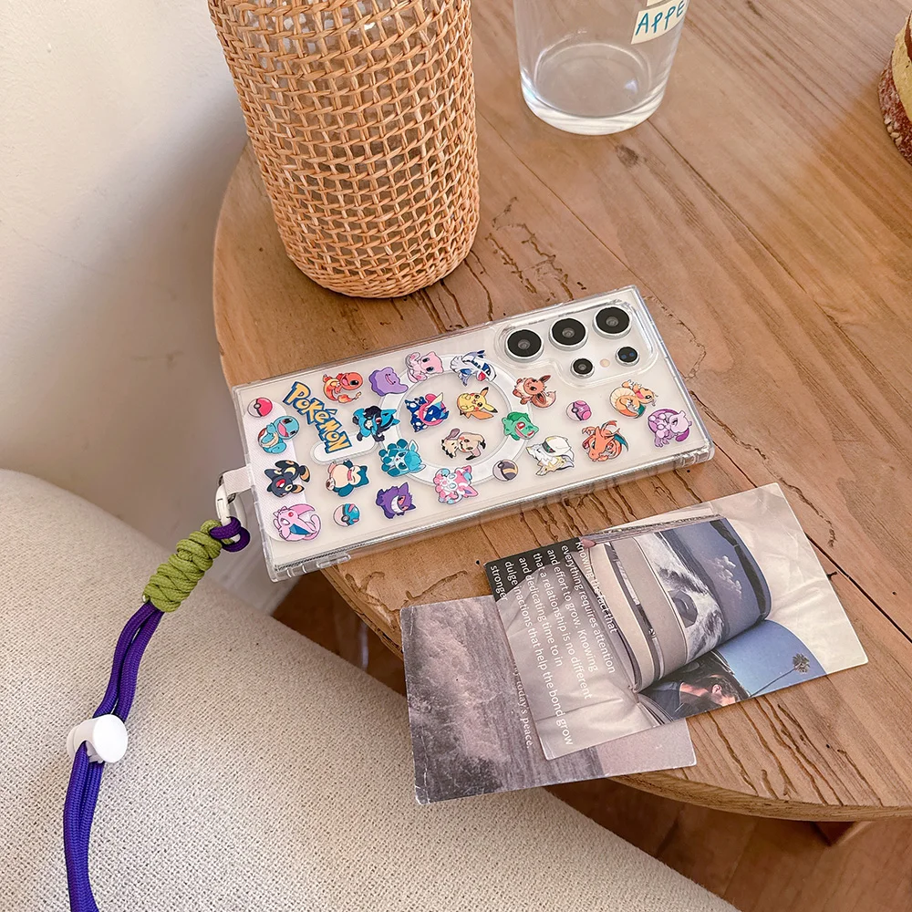 اليابان أنيمي P-Pokemon حافظة لهاتف سامسونج جالاكسي S23 S24 S25 الترا بلس FE A A15 A35 A55 A16 A26 A36 A56 Magsafe غطاء مغناطيسي #3