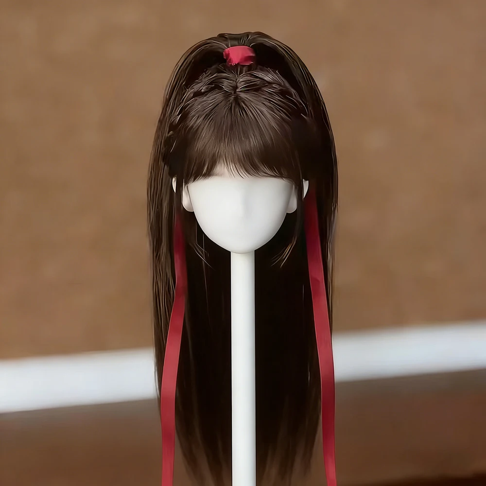 

1/6 1/4 1/3 BJD Wig Bangs High Ponytail Long Straight Hair Suitable for 30 40 60 Cm DD SD Doll Wig Toy Accessories Only Hair