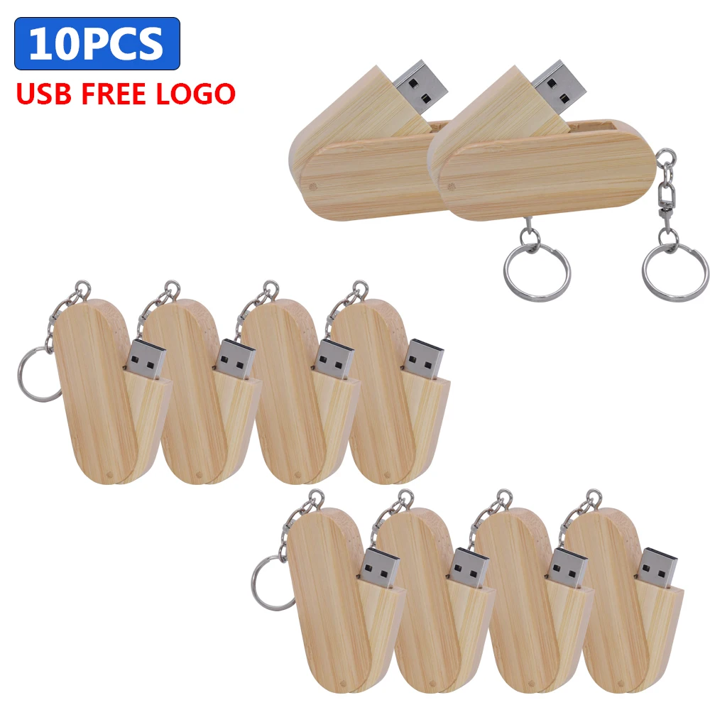 10pcs/lot 2.0 Wood Usb  Free Personal Logo with Chain 64gb 32gb 16gb 8gb Flalsh Drive 32gb 64gb for Wedding Business Usb Gift