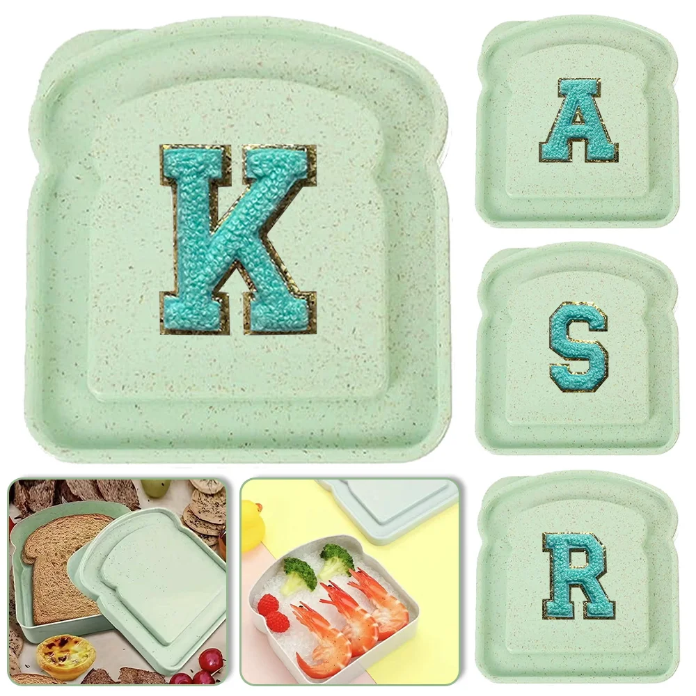 

Toast Box Lunch Bread Bag Portable Sandwich Case Bento Container Food Organizer Initiial Chenille Embroidery Letter Pattern