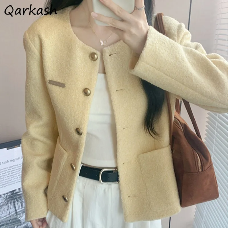 

Cropped Jackets Women Korean Stylish Slimming Plus Velvet Thicken Warm Graceful Temperament Office Ladies All-match Casual Cozy