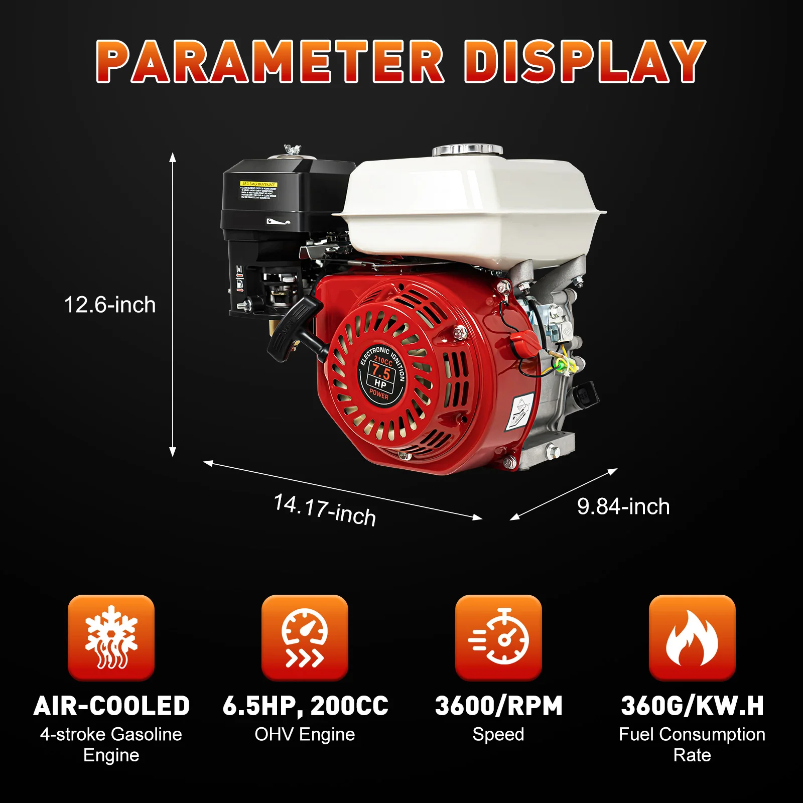 6.5HP 200cc 4-strokes Petrol Engine Single Cylinder Petrol Engine Used with Pumping Machines Cleaning Machines Spraying Machines