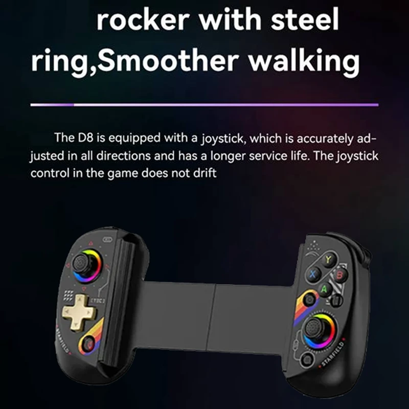 

D8 Mobile Stretch With Light Gamepad For Dual Hall Wireless Bluetooth Tablet Switch Body Vibration Grip Starry