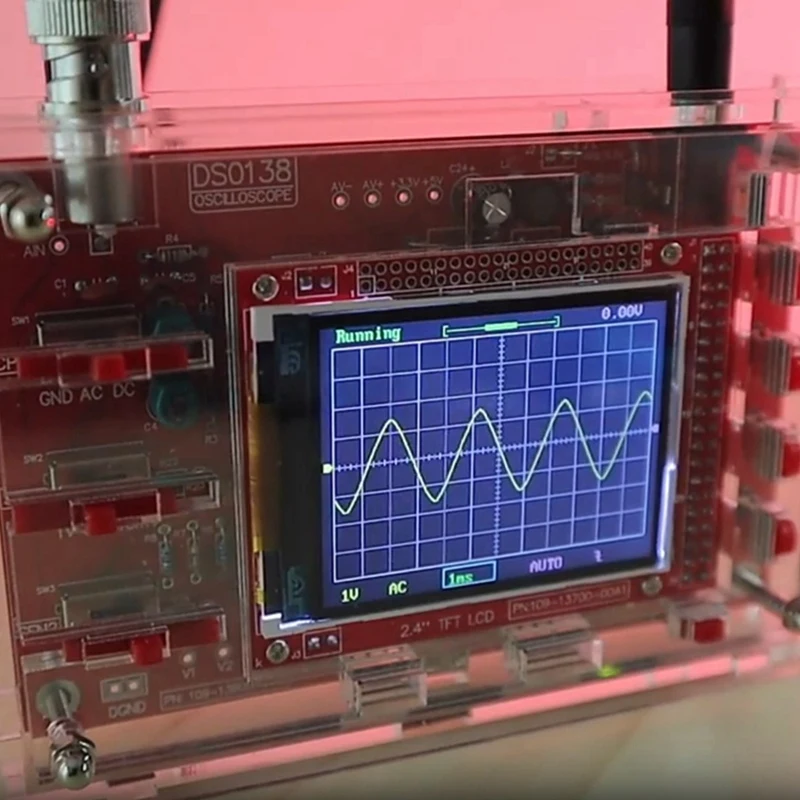 Osciloscopio Digital AT51 completamente ensamblado, pantalla LCD TFT de 2,4 pulgadas con Clip de prueba de sonda de cocodrilo, carcasa acrílica transparente