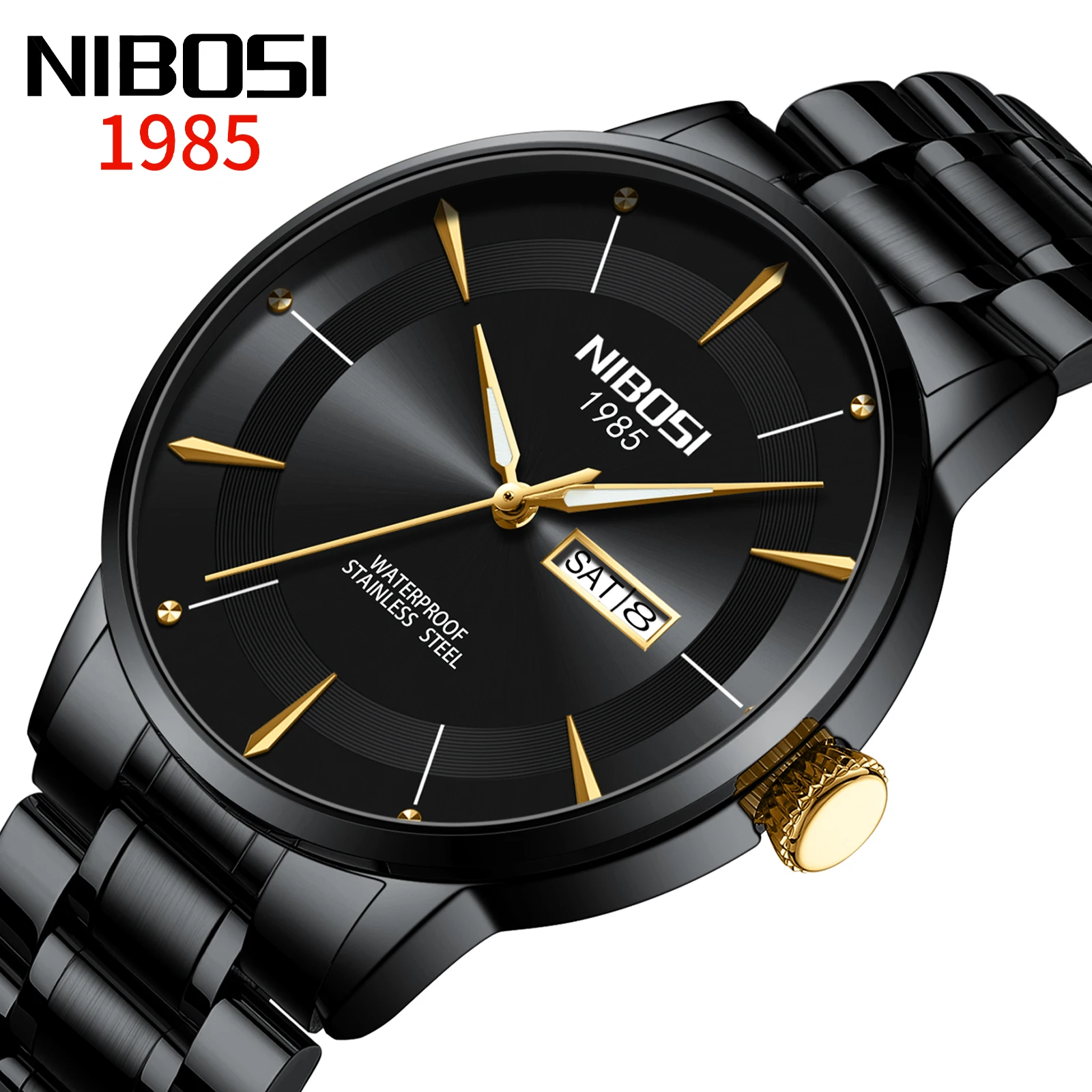 

NIBOSI 10pcs Wholesale Mens Watch Top Men Wristwatches Stainless Steel Waterproof Male Clock Man Quartz Watch Fashion Watches