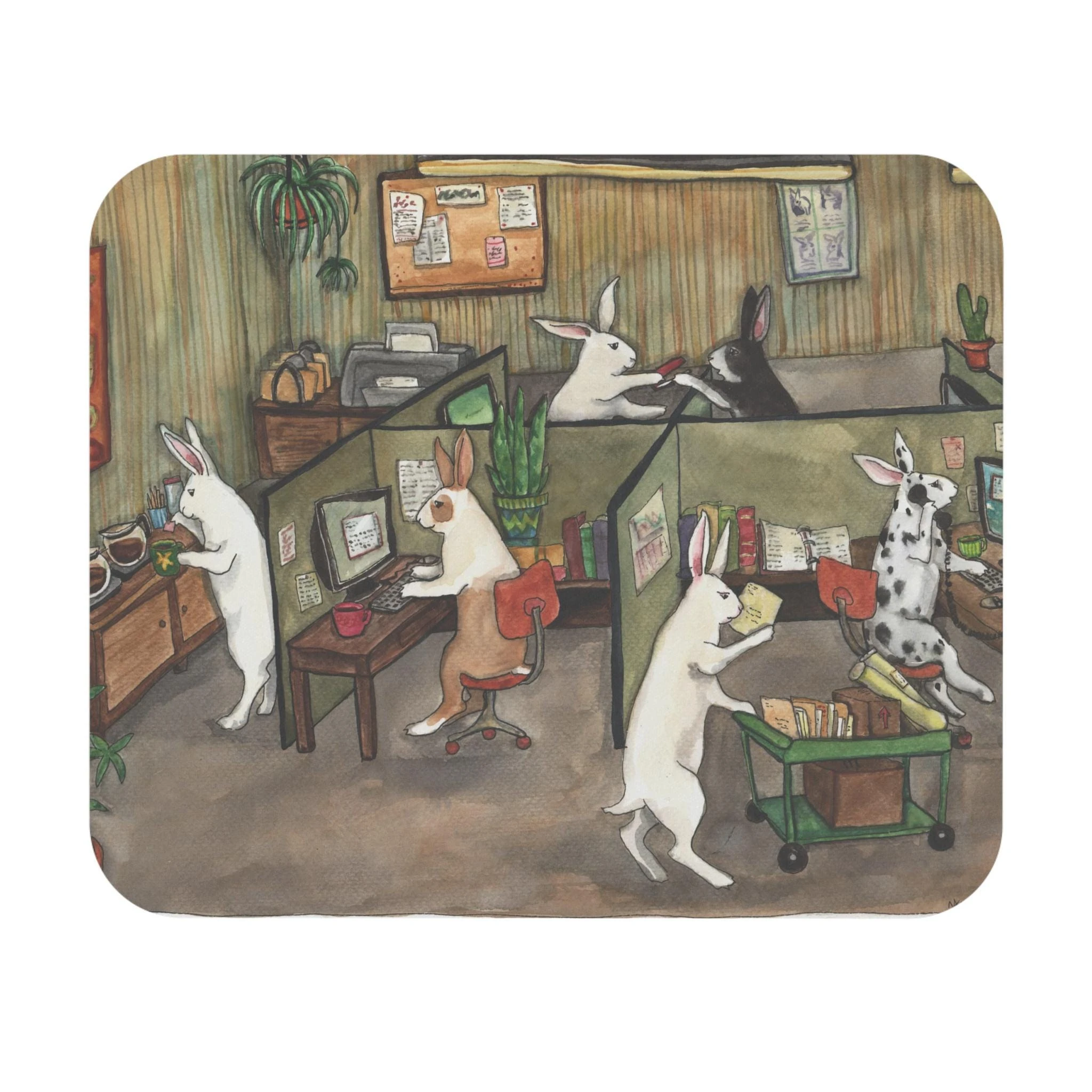 Rabbits At Work Mouse Pad Desk Decorating Items Mouse Pads Carpet Setup Table Office Supplies Desk Mat Deskpad Mouspad Table Mat