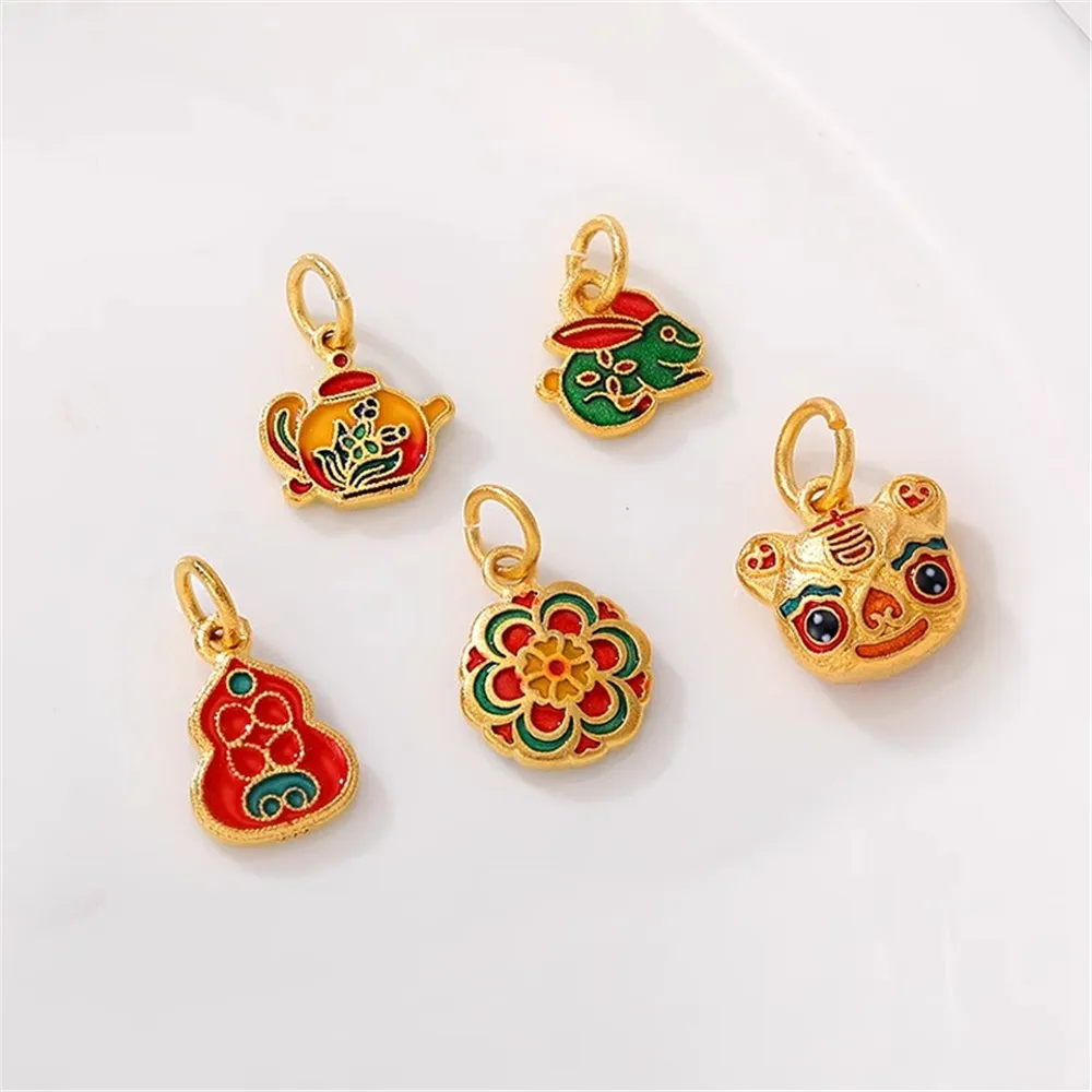 Sha Jin Shao Lan Gourd Tiger Pendant Pendant DIY Handmade Bracelet Necklace Accessories Red Rope Woven Material L397