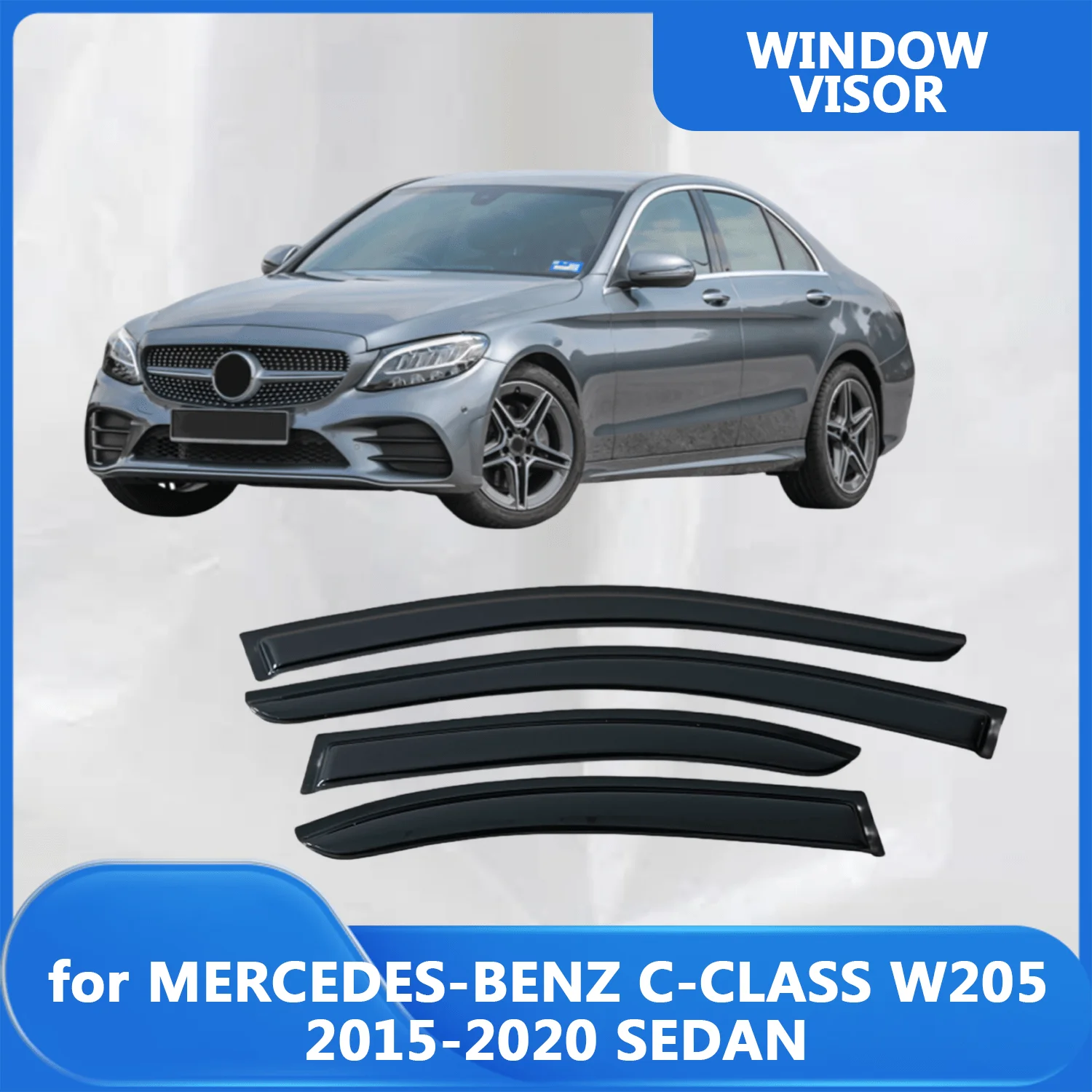 

Window Visor for MERCEDES-BENZ C-CLASS W205 SEDAN 2015 2016 2017 2018 2019 2020 Wind Deflectors Rain Guards Door Visor Vent