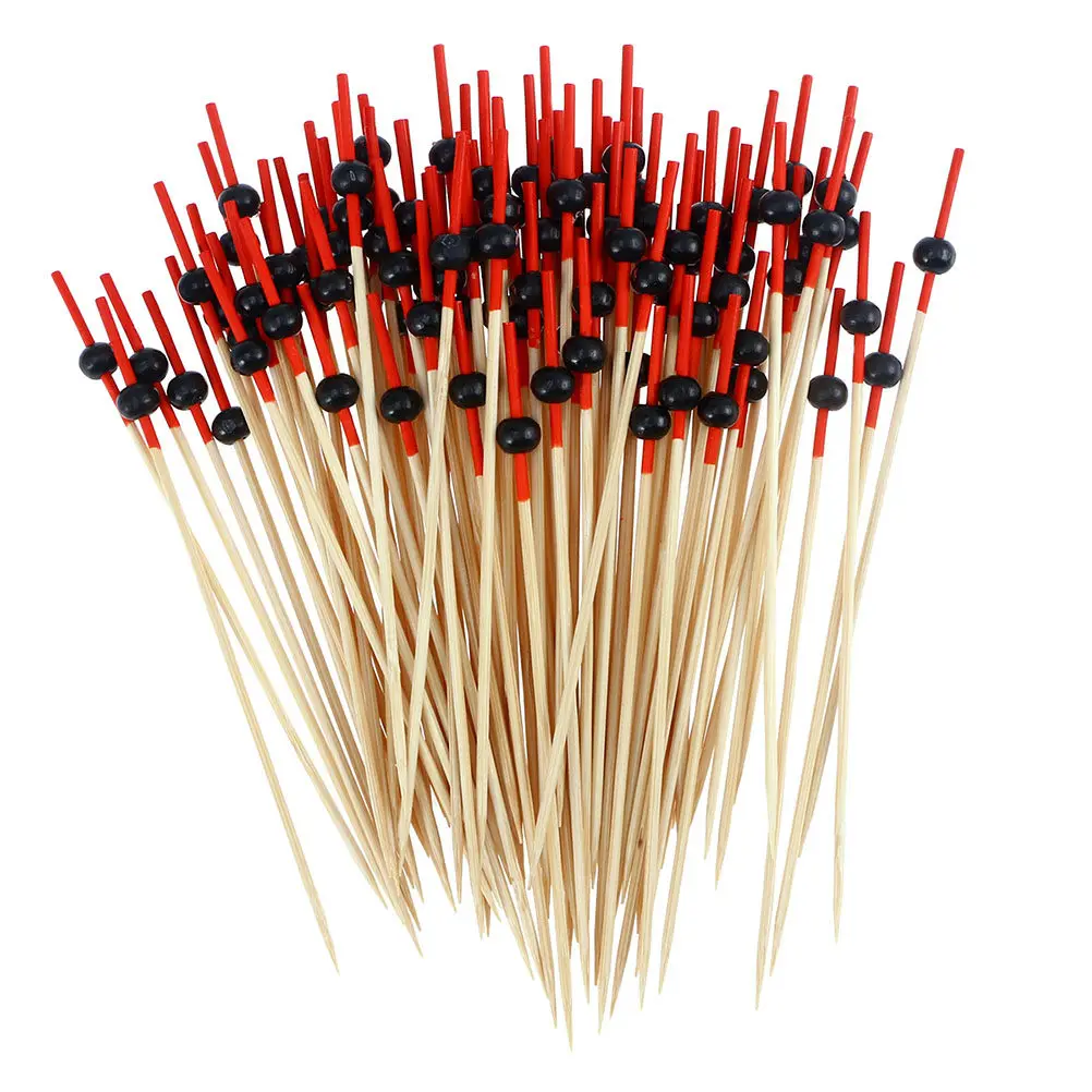 200Pcs Bamboo Fruit Skewer Disposable Bright Picnic Decorative Cocktail Stick Biodegradable Food Pick Banquet