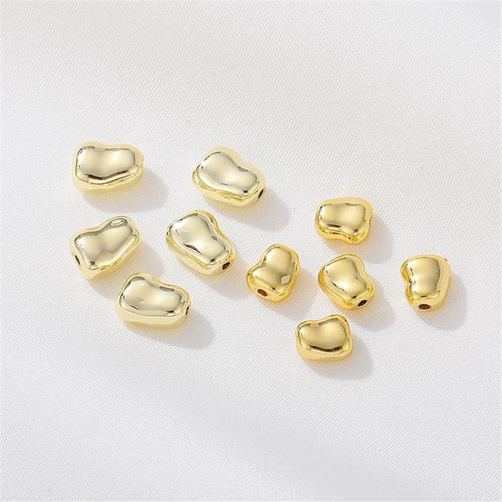 

14K Package Gold Glossy Surface Irregular Bean Straight Hole Separated Beads DIY Handmade Bracelet Necklace Material Accessories