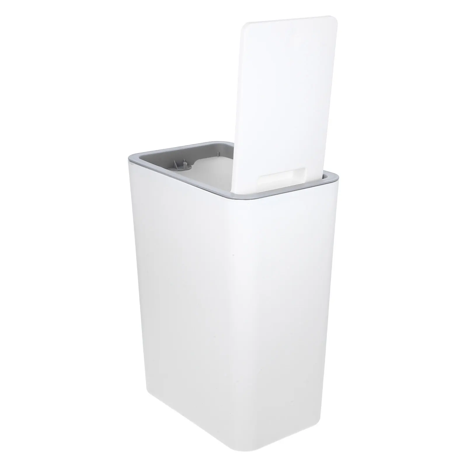 

Small Plastic Trash Can with Lid Multifunctional Bathroom Bedroom Kitchen Garbage Bin Smooth Interior Easy Clean Modern Design