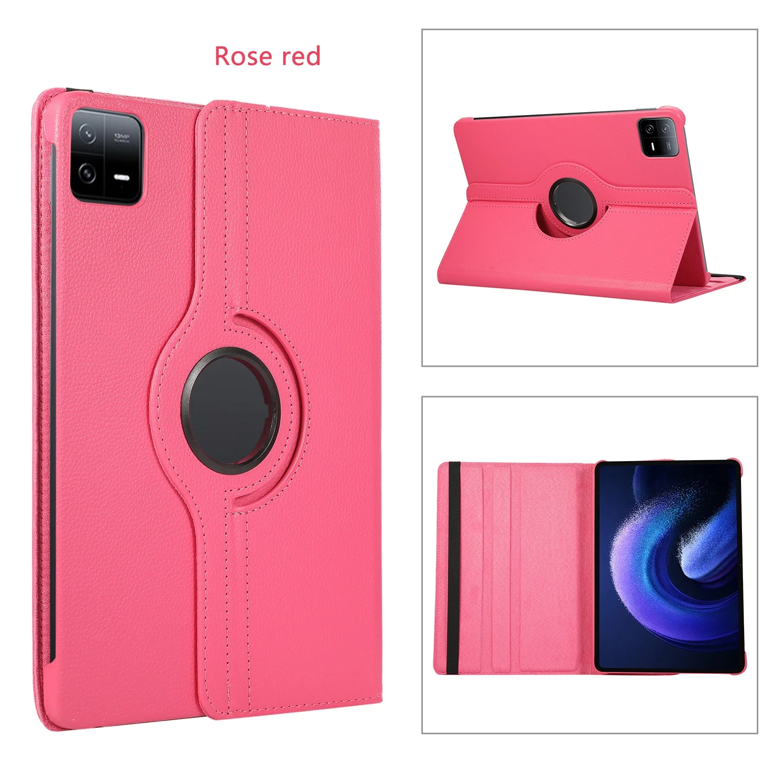 เคส360หมุนได้สำหรับ Xiaomi Pad 6S Pro 12.4นิ้ว2024หรูหราหนัง PU แบบตั้งได้เคสปกป้องตัวเครื่องกรอบแท็บเล็ต