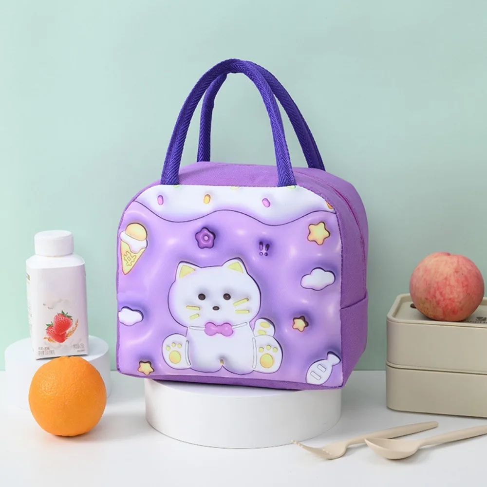 

Aluminum Foil 3D Cartoon Insulated Lunch Bag Thickened Handheld Cool Food Bag with Zipper Large Capacity Food Storage Bag