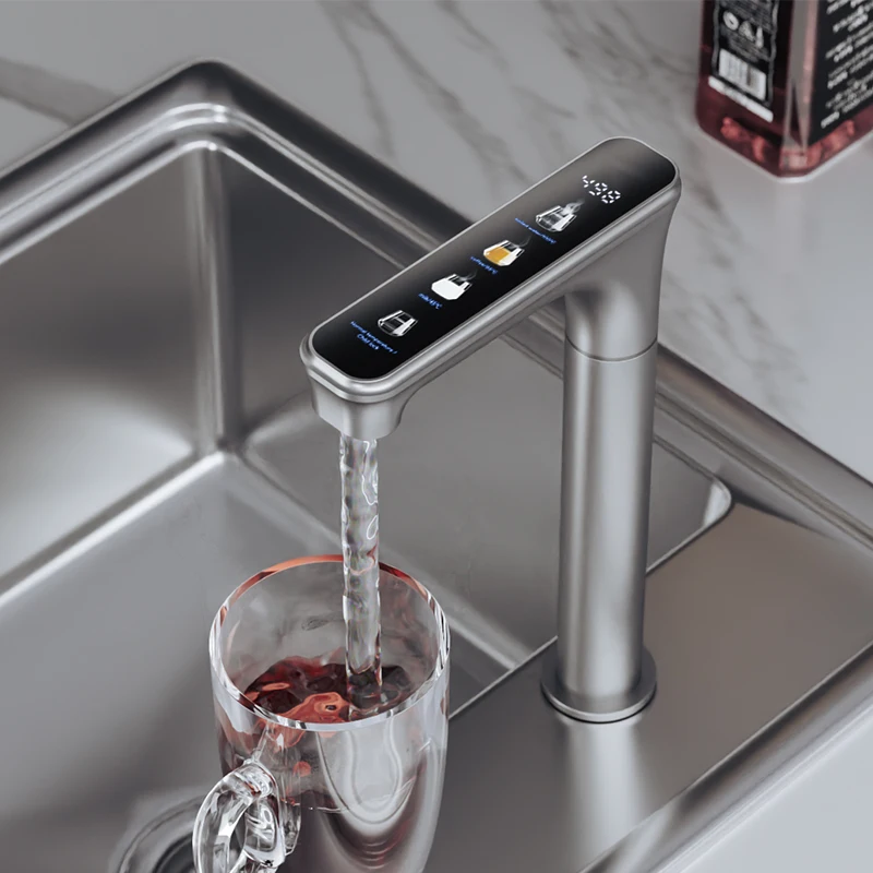 Smart household faucet with 4 temperature options for kitchen kettles and kitchenware