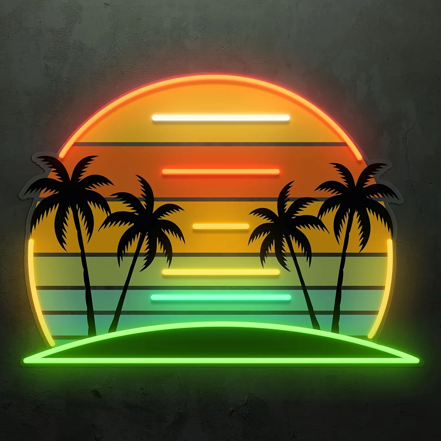 Tropical Sunset Palm Trees Neon Sign LED Neon Light for Seaside Home Vacation Home Bedroom Party Bar Club Decor USB Powered