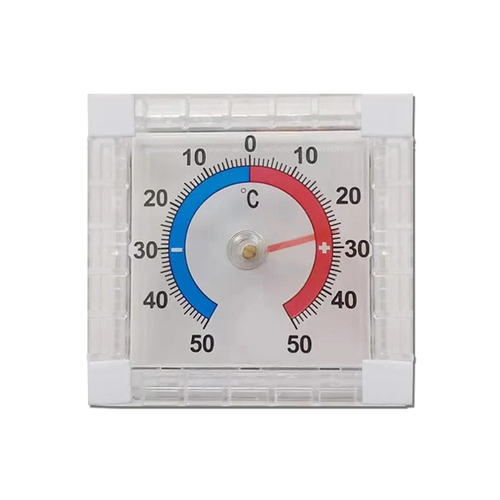 1Pc Square Plastic Window Thermometer Indoor Outdoor Wall Greenhouse Garden Thermometer Pointer Type Cold And Heat Watch