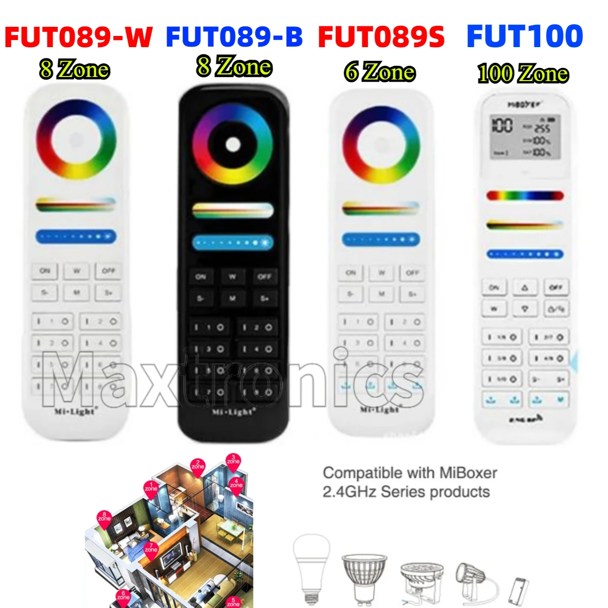 NEW 2.4G FUT089 FUT089-B FUT089S FUT100 Remote Controller Dimmer For MiBoxer MiLight 2.4G LED Controller LED Bulbs Strip Light