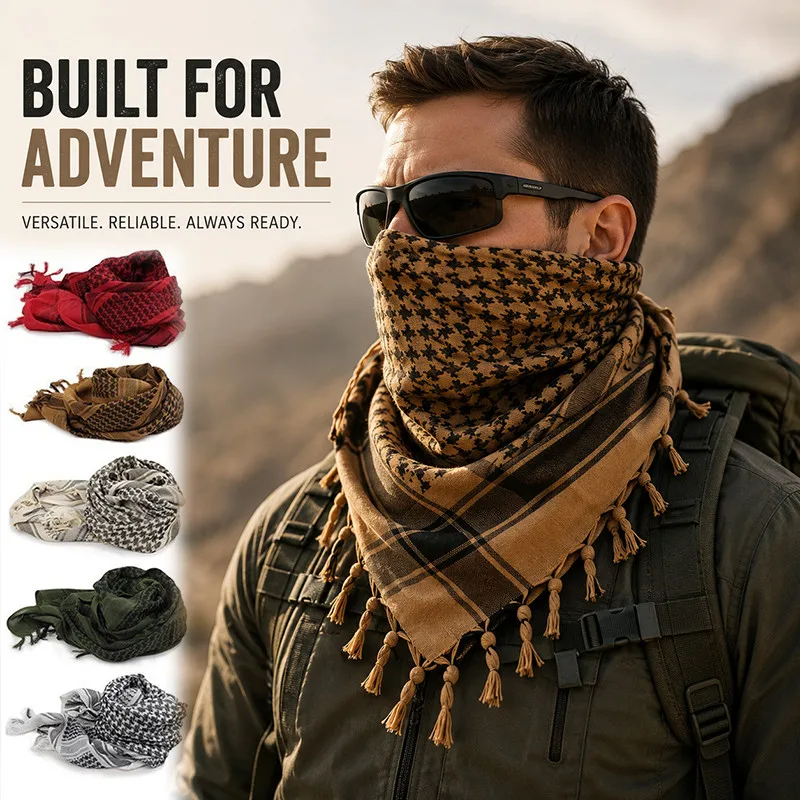 Fashion Windproof Scarf Unisex Lightweight Breathable Military Arab Scarves Men Arabic Scarves for Outdoor Hiking Camping