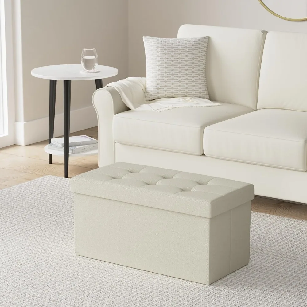 

MAZIE Collection - 43 Inches Folding Storage Ottoman Bench, Ottoman Foot Rest, End of Bed Bench, Storage Chest, Load 660 lb