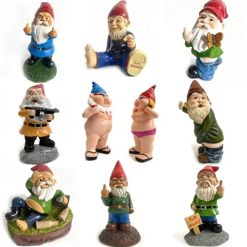 1-2pcs Creative Christmas Ornaments Garden Ornaments Dwarf Resin Crafts Cartoon Dwarf Statues White Bearded Elderly Decoration