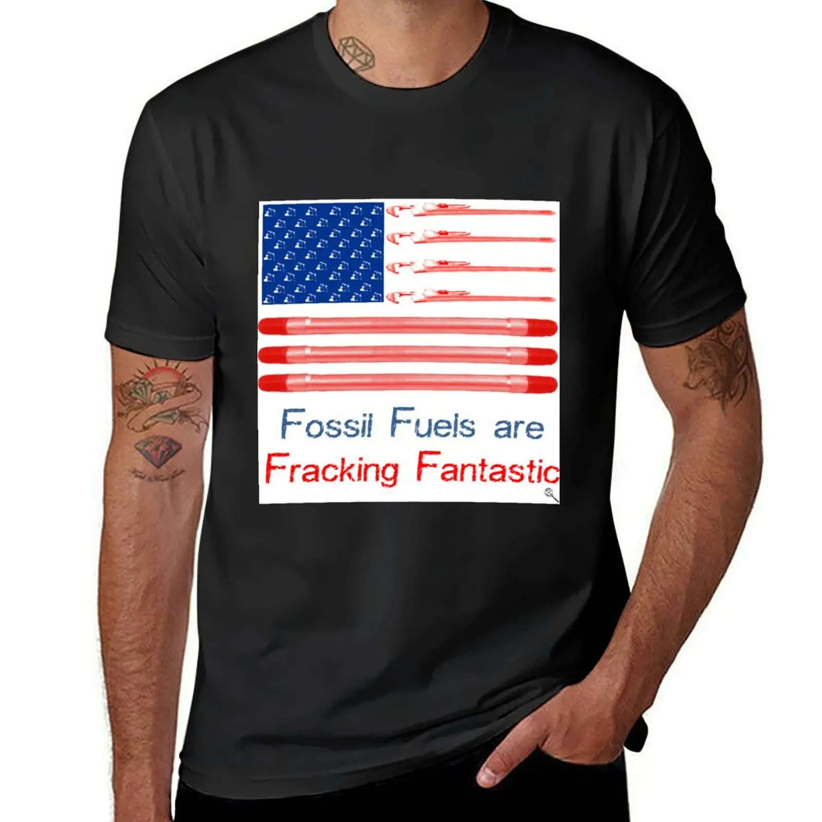 Oil and Gas US flag - Fossil Fuels are Fracking Fantastic T-Shirt sublime anime oversized plain t shirt for men