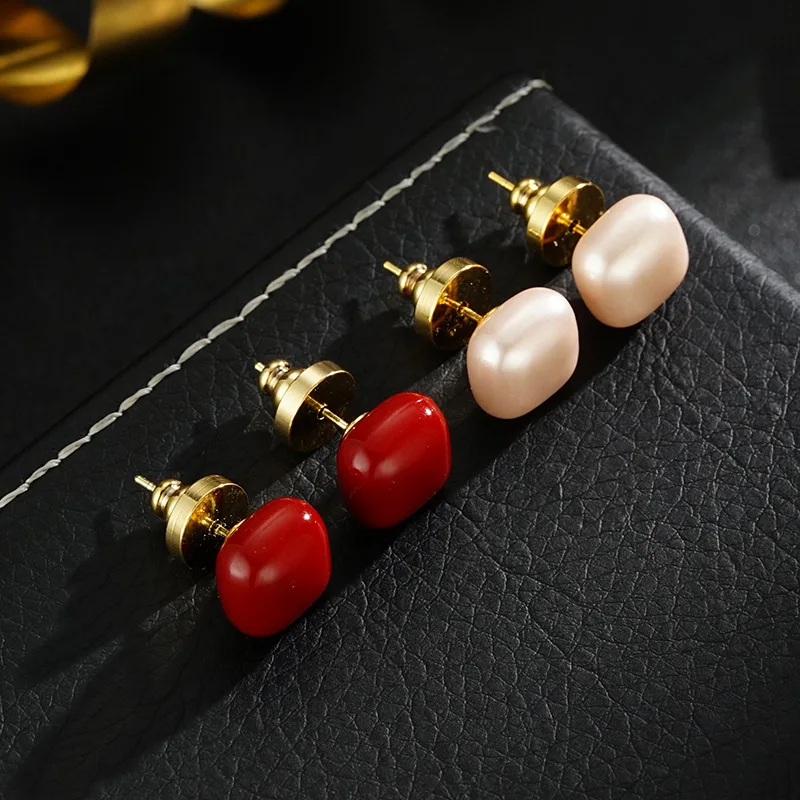 

New French style exquisite spring and summer fashion square candy earrings original jewelry accessories couple best friend gift