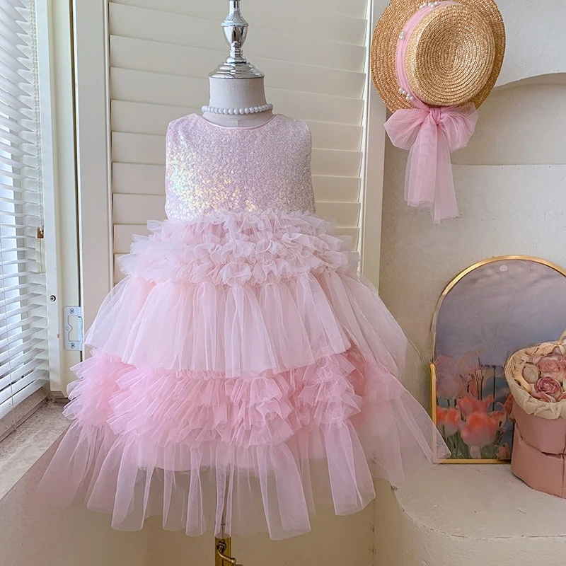 

Girls clothes Mesh Summer Vest Princess Dress Summer Little Girl Dress Fluffy Dress