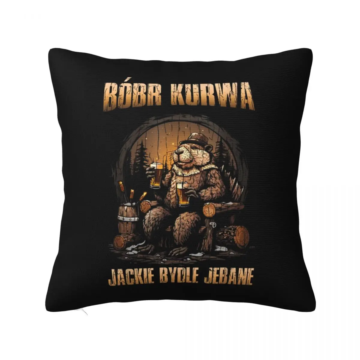 Polish Meme Bober Bobr Kurwa Pillowcase Polyester Cushion Cover Decorative Pillow Case Cover Sofa Dropshipping 45X45cm