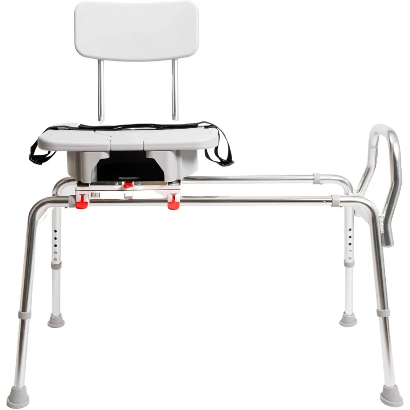 Swivel Sliding Shower Chair & Tub Transfer Bench with Cut Out, Height Adjustable, Heavy-Duty Capacity up to 400 LBs,(77663)