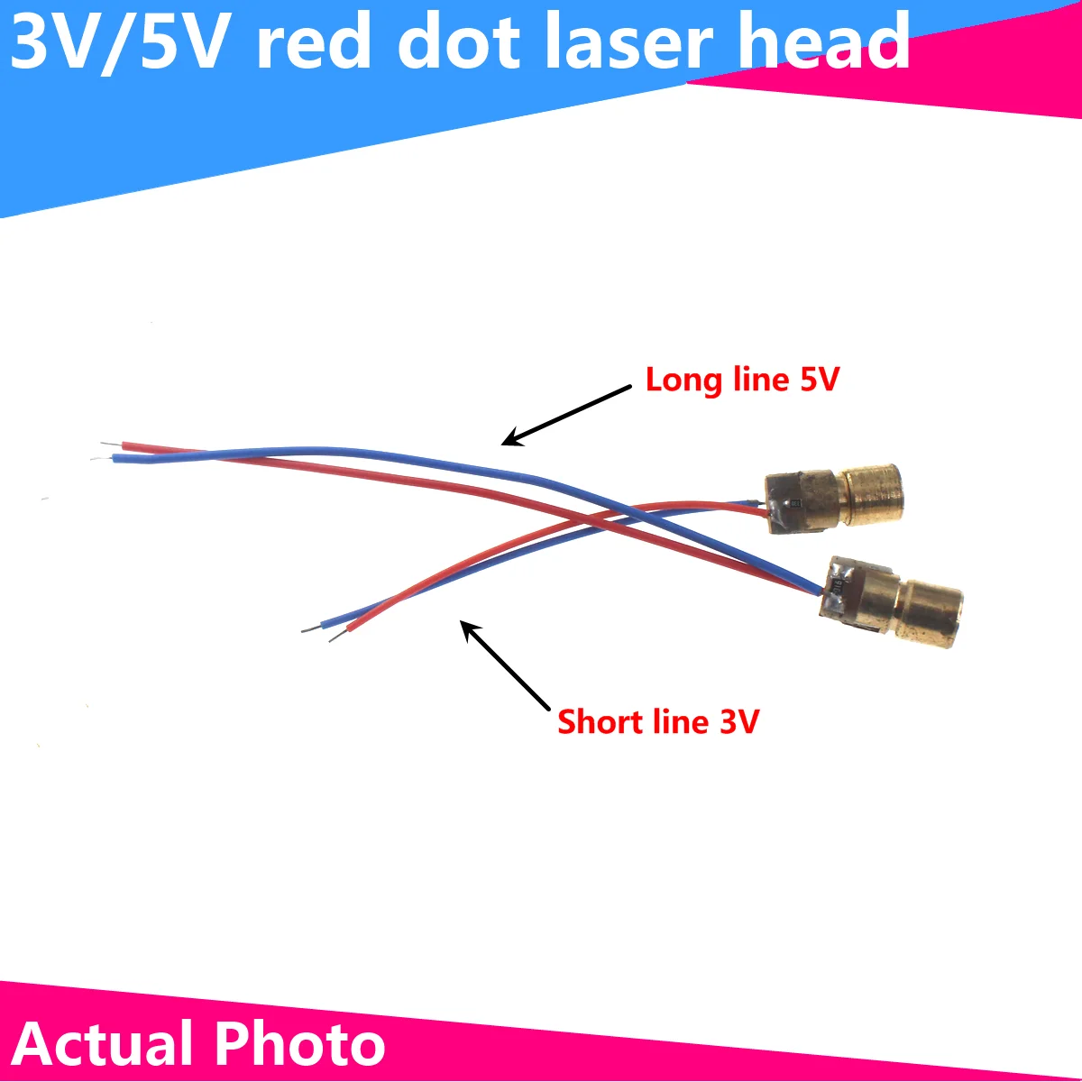 Módulo principal de cobre vermelho do diodo, ponto do laser, 6mm, 3V, 5V, 650nm, 5MW